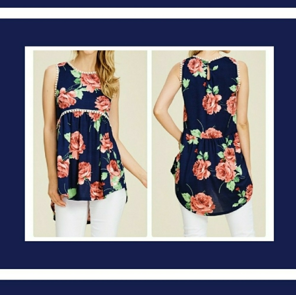 🌷Navy floral babydoll
